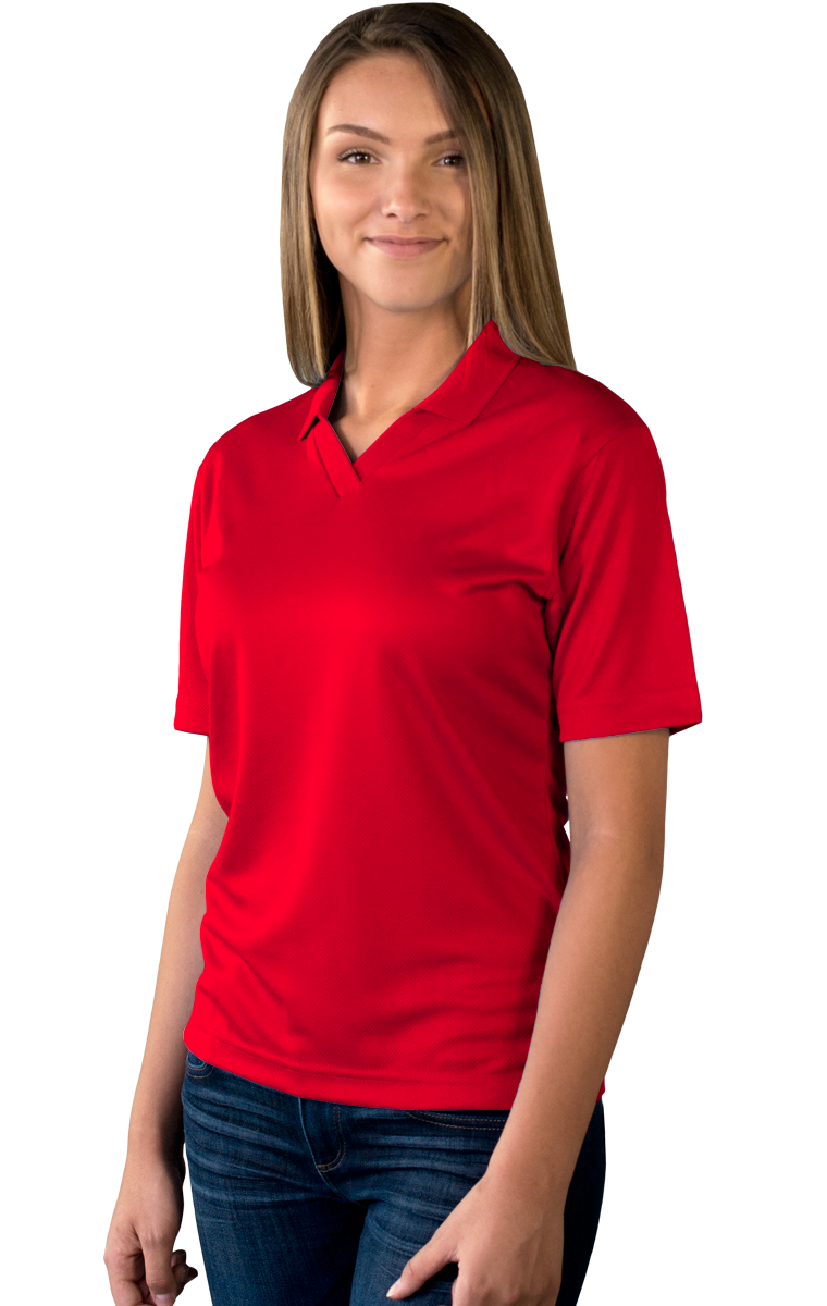 6219-RED-S-SOLID|BG6219|Ladies' Wicking V-Neck Polo