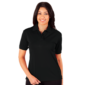 LADIES WICKING SOLID SNAG RESIST POLO   -  BLACK 2 EXTRA LARGE SOLID
