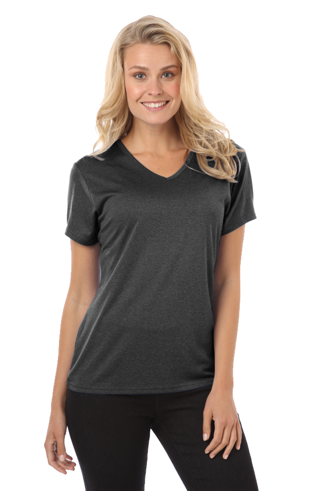 Ladies&#8216; Heathered V-Neck Tee-Blue Generation