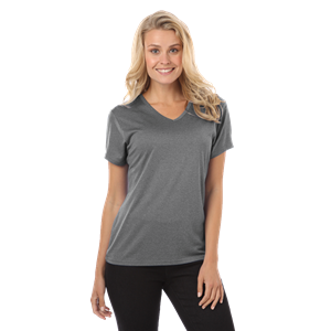 LADIES HEATHERED WICKING TEE  -  GREY HEATHER 2 EXTRA LARGE SOLID
