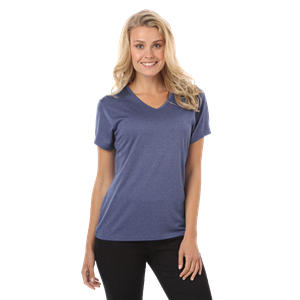 LADIES HEATHERED WICKING TEE  -  HEATHER NAVY 2 EXTRA LARGE SOLID