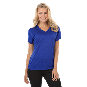 LADIES HEATHERED WICKING TEE ###  -  HEATHER ROYAL 2 EXTRA LARGE SOLID