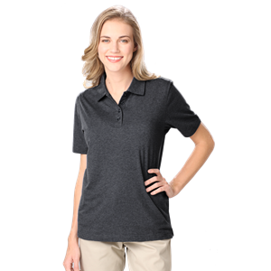 LADIES HEATHERED WICKING POLO  -  HEATHER BLACK 2 EXTRA LARGE SOLID