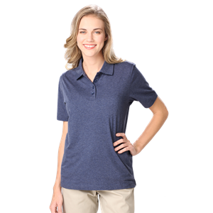 LADIES HEATHERED WICKING POLO###  -  HEATHER NAVY EXTRA LARGE SOLID