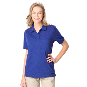 LADIES HEATHERED WICKING POLO  -  HEATHER ROYAL SMALL SOLID
