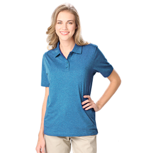 LADIES HEATHERED WICKING POLO  -  HEATHER TURQUOISE 2 EXTRA LARGE SOLID
