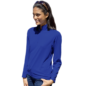 LADIES WICKING SOLID 1/4 ZIP LS PULLOVER  -  ROYAL 2 EXTRA LARGE SOLID