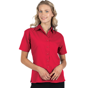 LADIES S/S SUPERBLEND POPLIN RED 2 EXTRA LARGE SOLID