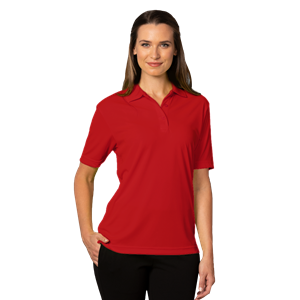 LADIES VALUE MOISTURE WICKING S/S POLO  -  RED 2 EXTRA LARGE SOLID