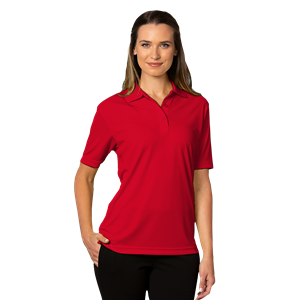 LADIES VALUE MOISTURE WICKING S/S POLO  -  RED 2 EXTRA LARGE SOLID