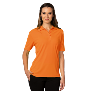LADIES VALUE MOISTURE WICKING S/S POLO -  SAFETY ORANGE EXTRA LARGE SOLID