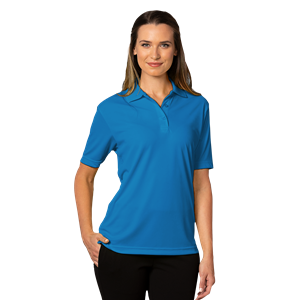 LADIES VALUE MOISTURE WICKING S/S POLO  -  TURQUOISE SMALL SOLID