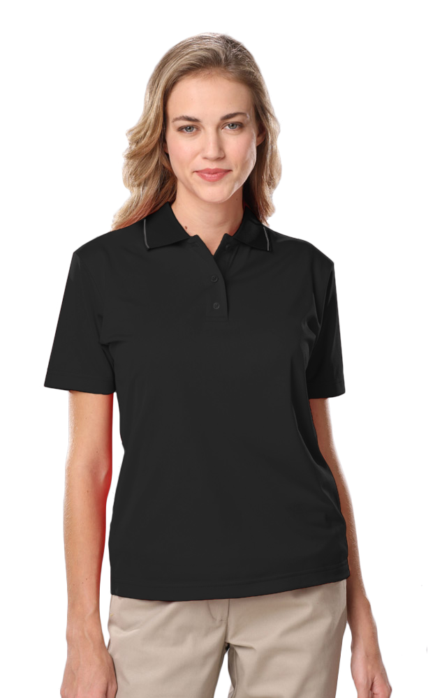 6301-BLA-XL-SOLID|BG6301|Ladies' s Striped Trim Value Polo