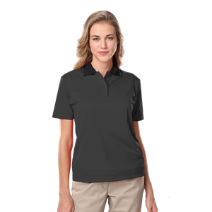LADIES WICKING PIPED POLO  -  GRAPHITE 2 EXTRA LARGE SOLID