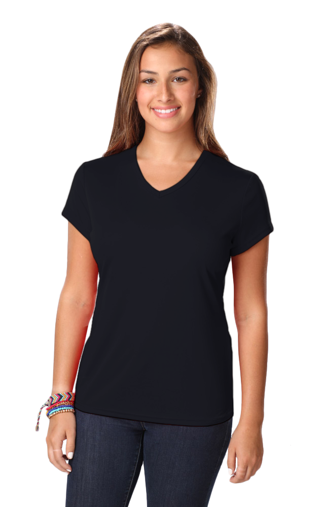 Ladies&#8216; Value Wicking V-Neck Tee-Blue Generation