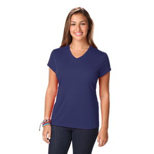 LADIES SOLID WICKING T -  NAVY EXTRA SMALL SOLID
