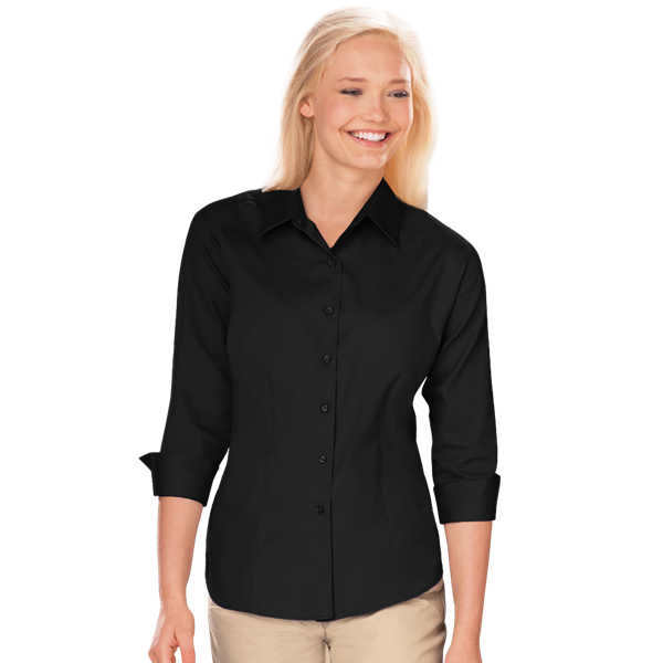 6330-BLA-2XL-SOLID|BG6330|Ladies' 3/4 Sleeve Fine Line Twill Shirt