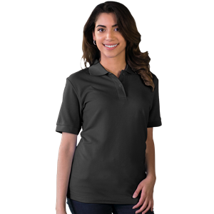 LADIES S/S VALUE PIQUE POLO  -  BLACK 2 EXTRA LARGE SOLID