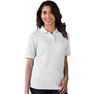 LADIES S/S VALUE PIQUE POLO  -  WHITE 2 EXTRA LARGE SOLID