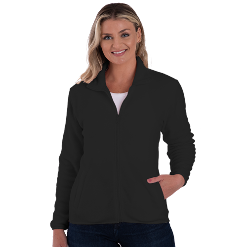 LADIES POLAR FLEECE FULL ZIP JACKET -  BLACK 2 EXTRA LARGE SOLID