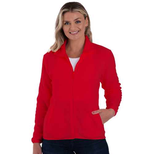 LADIES POLAR FLEECE FULL ZIP JACKET###  -  RED 2 EXTRA LARGE SOLID