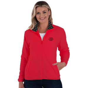 YOUR LOGO HERE LADIES POLAR FLEECE  FULL ZIP JACKET RED 2 EXTRA LARGE SOLID