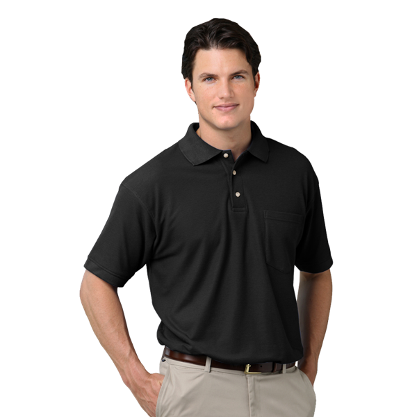 7202-BLA-XS-SOLID|BG7202|Men's Teflon Pique Polo with Pocket