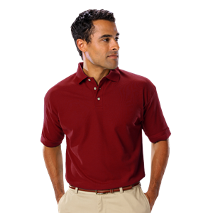 MENS SHORT SLEEVE TEFLON TREATED PIQUES NO POCKET  -  BURGUNDY 2 EXTRA LARGE SOLID