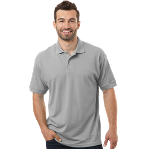 MENS SHORT SLEEVE TALL SUPERBLEND PIQUE NO POCKET  -  GREY 2 EXTRA LARGE TALL SOLID