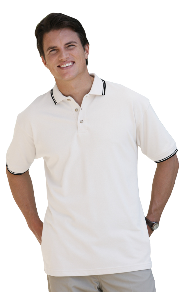 7205-WHI-S-TIPBL|BG7205|Men's Superblend Tipped Polo