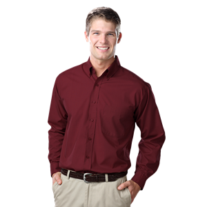 MEN'S L/S LIGHT WEIGHT POPLIN SHIRT  -  BURGUNDY 2 EXTRA LARGE SOLID