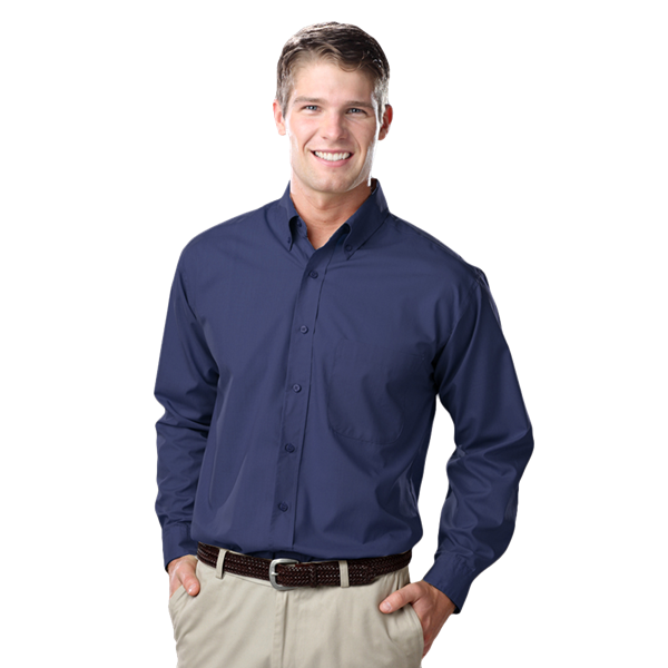 7210-NAV-S-SOLID|BG7210|Men's L/S Value Poplin Shirt