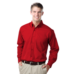 MEN'S L/S LIGHT WEIGHT POPLIN SHIRT  -  RED 2 EXTRA LARGE SOLID