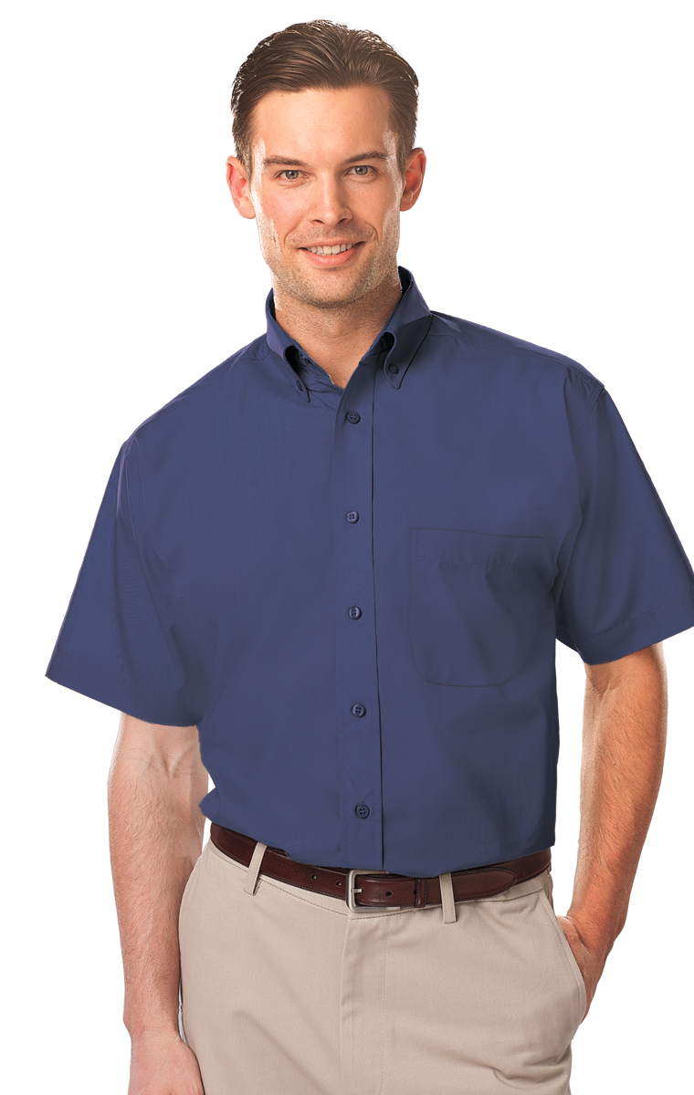 7210S-NAV-S-SOLID|BG7210S|Men's S/S Value Poplin Shirt