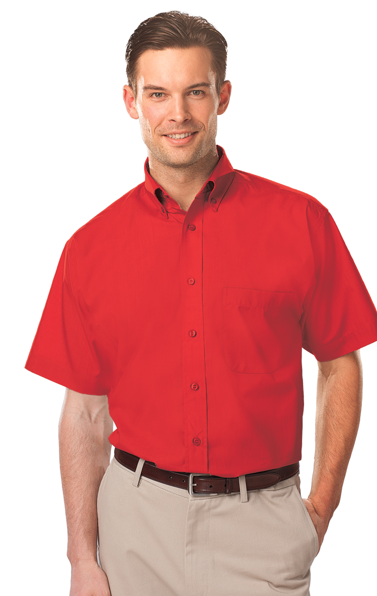7210S-RED-L-SOLID|BG7210S|Men's S/S Value Poplin Shirt