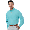 MENS LONG SLEEVE EASY CARE POPLIN  -  AQUA 10 EXTRA LARGE SOLID