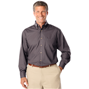 MENS LONG SLEEVE EASY CARE POPLIN  -  GRAPHITE 10 EXTRA LARGE SOLID