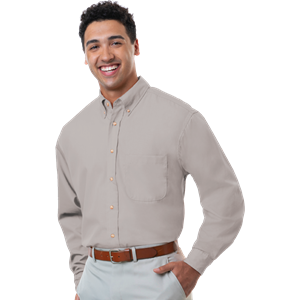MENS LONG SLEEVE EASY CARE POPLIN  -  GREY 10 EXTRA LARGE SOLID