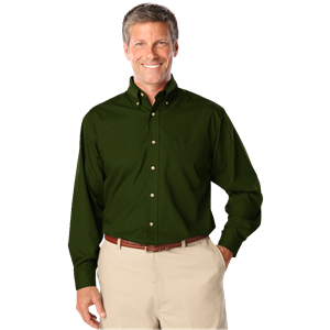 MENS LONG SLEEVE EASY CARE POPLIN  -  HUNTER 10 EXTRA LARGE SOLID