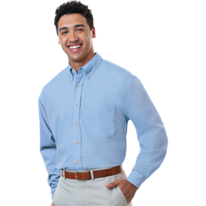 MENS LONG SLEEVE EASY CARE POPLIN  -  LIGHT BLUE 10 EXTRA LARGE SOLID