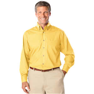 MENS LONG SLEEVE EASY CARE POPLIN  -  MAIZE 10 EXTRA LARGE SOLID