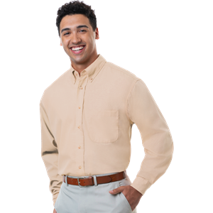 MENS LONG SLEEVE EASY CARE POPLIN  -  NATURAL 10 EXTRA LARGE SOLID