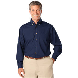 MENS LONG SLEEVE EASY CARE POPLIN  -  NAVY 10 EXTRA LARGE SOLID