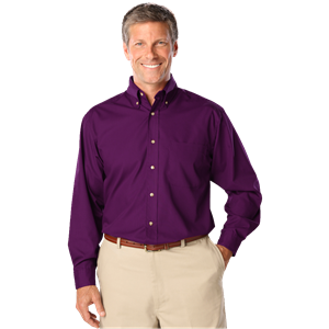 MENS LONG SLEEVE EASY CARE POPLIN  -  PURPLE 10 EXTRA LARGE SOLID