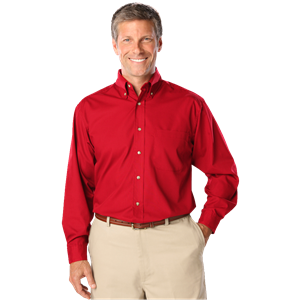 MENS LONG SLEEVE EASY CARE POPLIN  -  RED 10 EXTRA LARGE SOLID