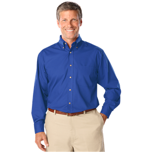 MENS LONG SLEEVE EASY CARE POPLIN  -  ROYAL 10 EXTRA LARGE SOLID