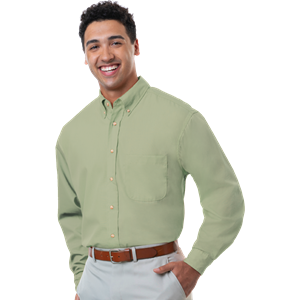 MENS LONG SLEEVE EASY CARE POPLIN  -  SAGE 10 EXTRA LARGE SOLID