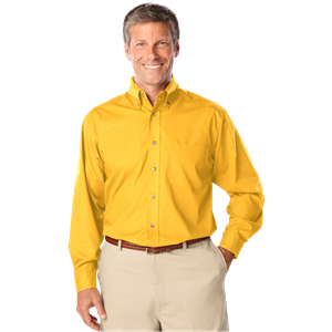 MENS LONG SLEEVE EASY CARE POPLIN  -  YELLOW 10 EXTRA LARGE SOLID
