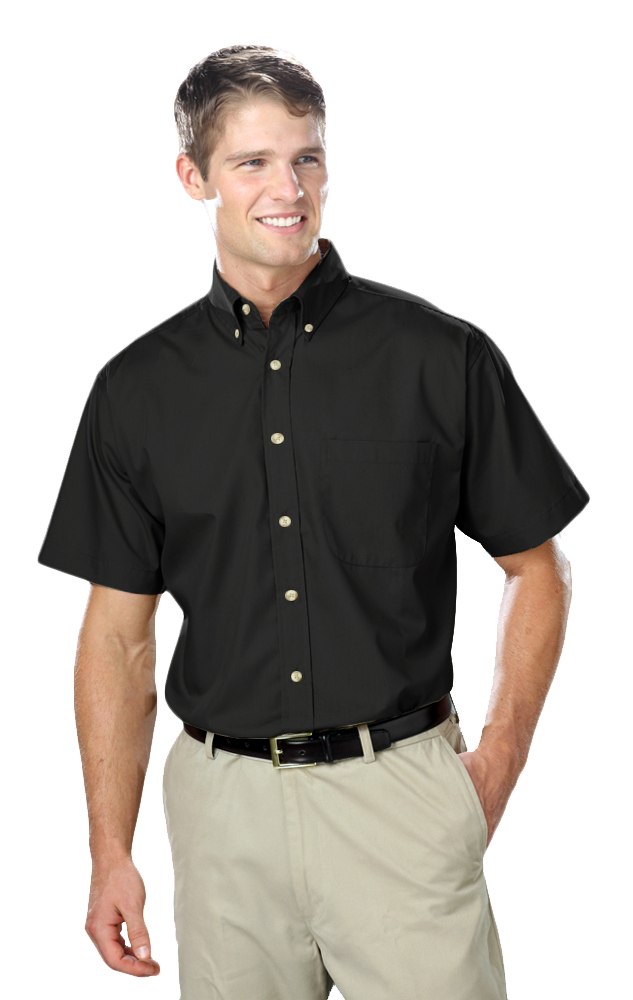 7216S-BLA-LT-SOLID|BG7216S|Men's Tall Easy care Poplin S/S Shirt