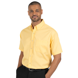 MENS SHORT SLEEVE EASY CARE POPLIN  -  MAIZE 10 EXTRA LARGE SOLID